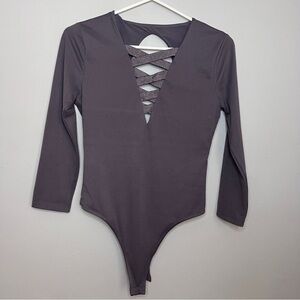Victoria's Secret NWT Sport Gray Bodysuit One Piece Size Small